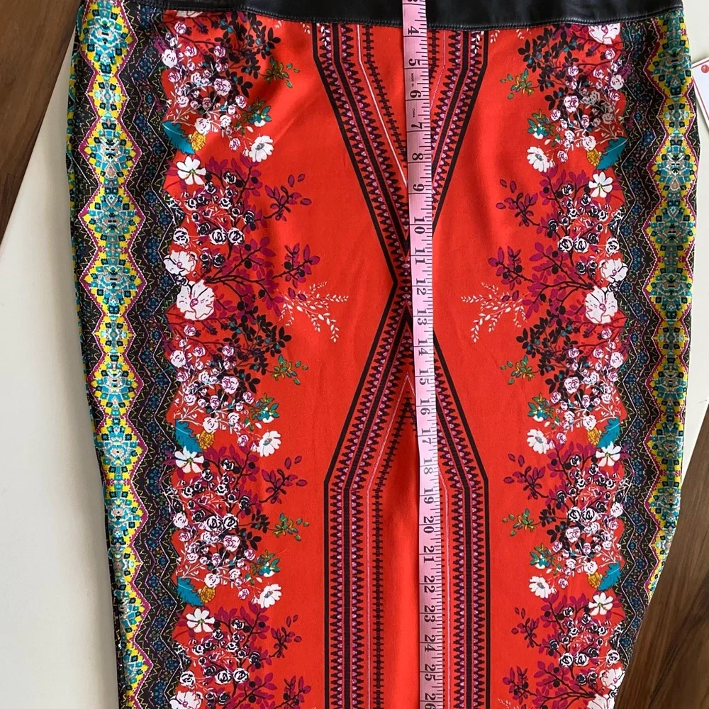 Bisou Bisou Orange Black Embellished Midi Skirt - Picture 7 of 8
